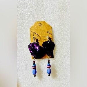 Purple Guitar pick earrings